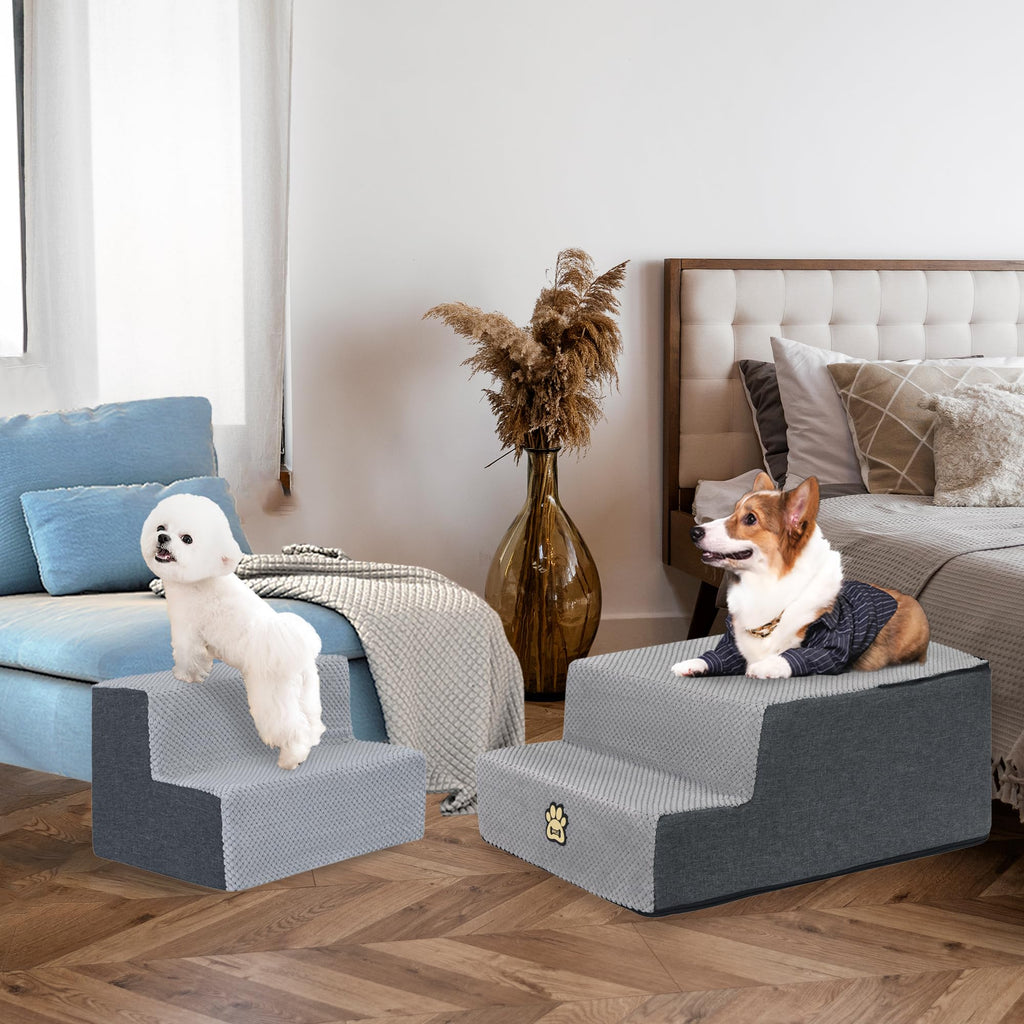 4-Step Foam Dog Stairs, 18-Inch, Gray A412238