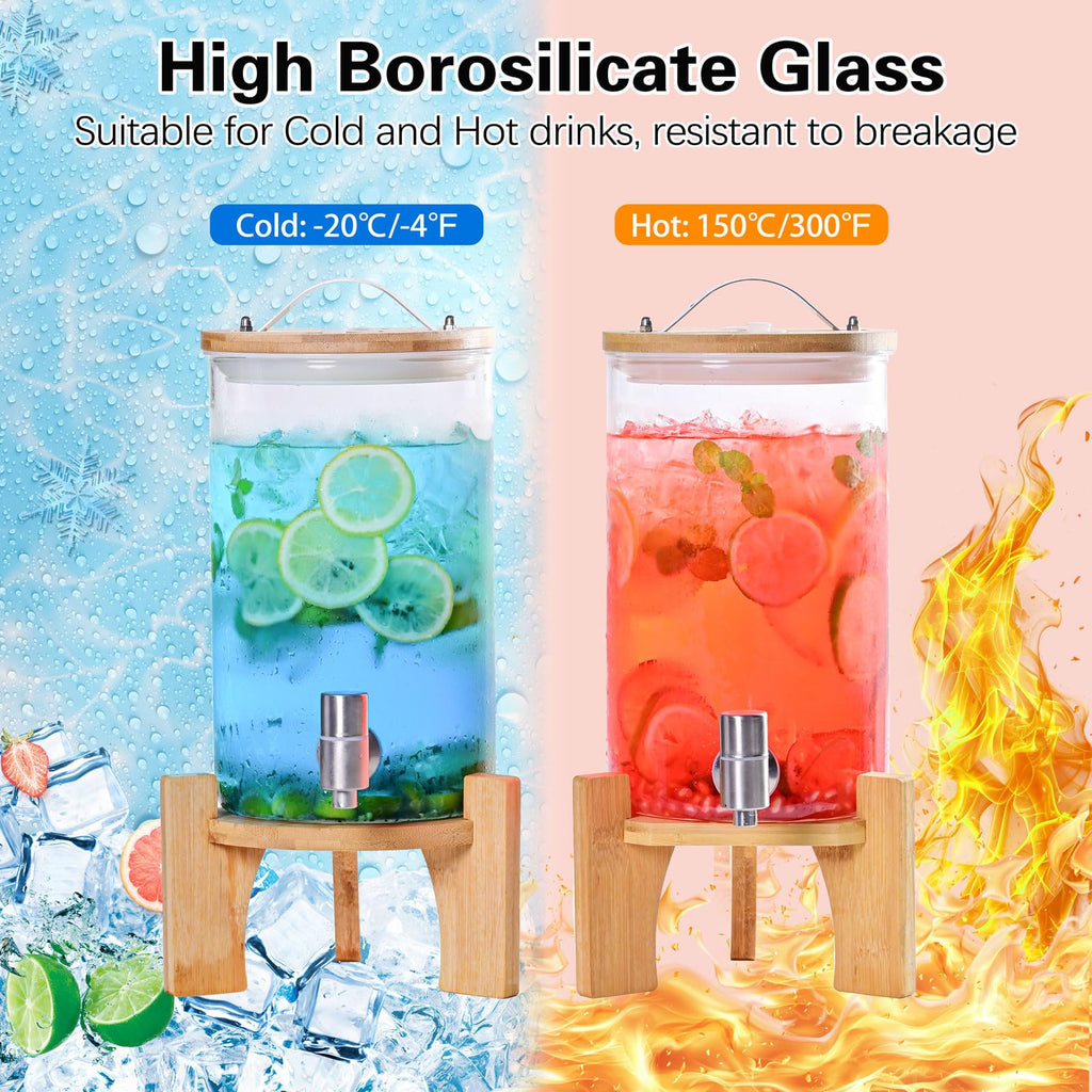 1.2 Gallon Glass Drink Dispenser with Stand and Spigot, 2 Pack M773794