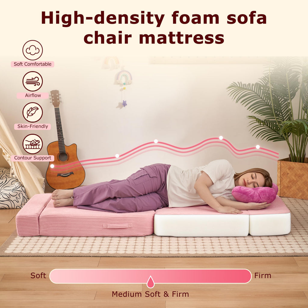 Pink Folding Convertible Sofa Bed D8824