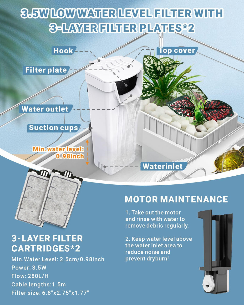Small Turtle Tank Kit with Adjustable Lamp and Filter K69525