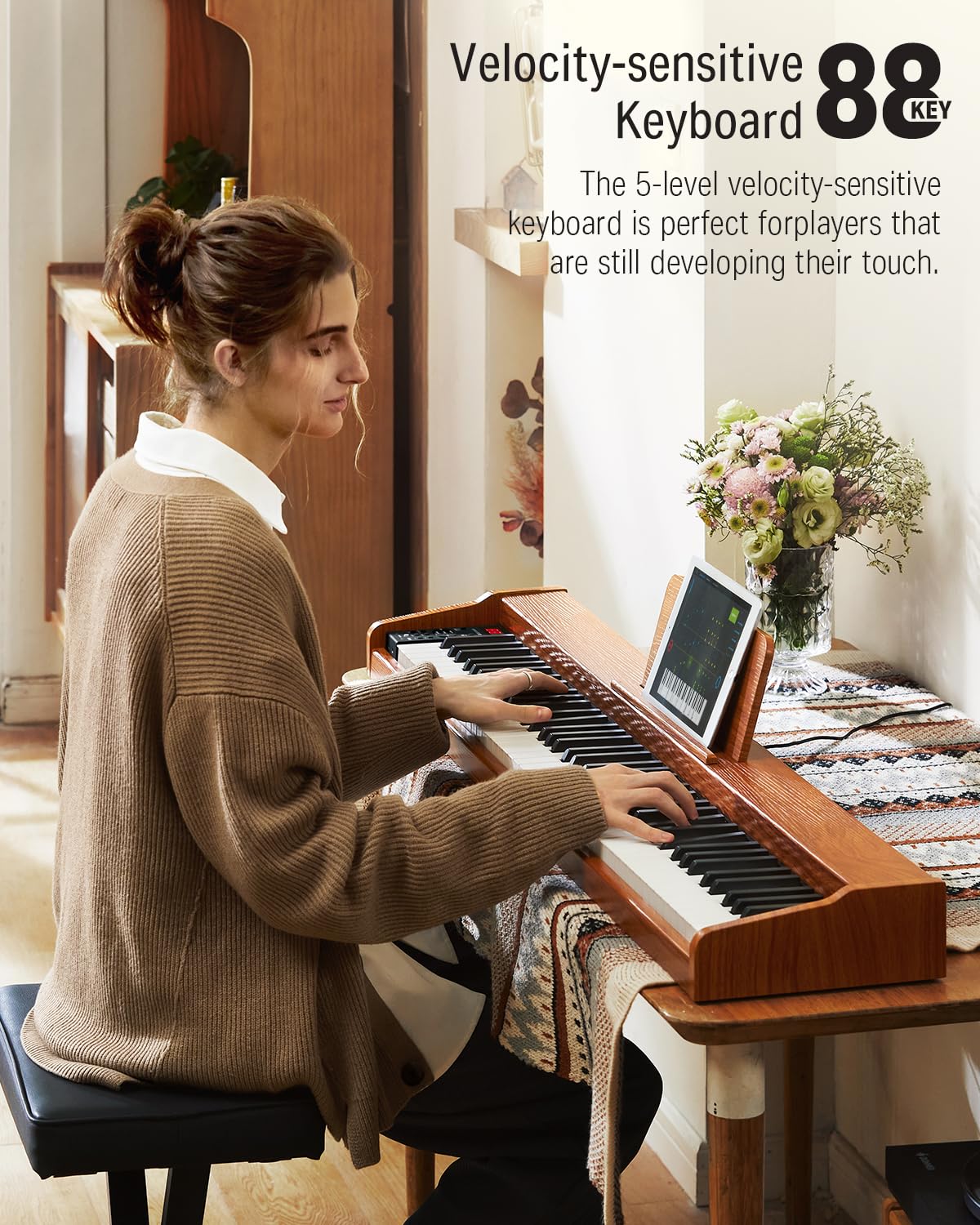 88 Keys Digital Piano with Stand and Sustain Pedal Z5686