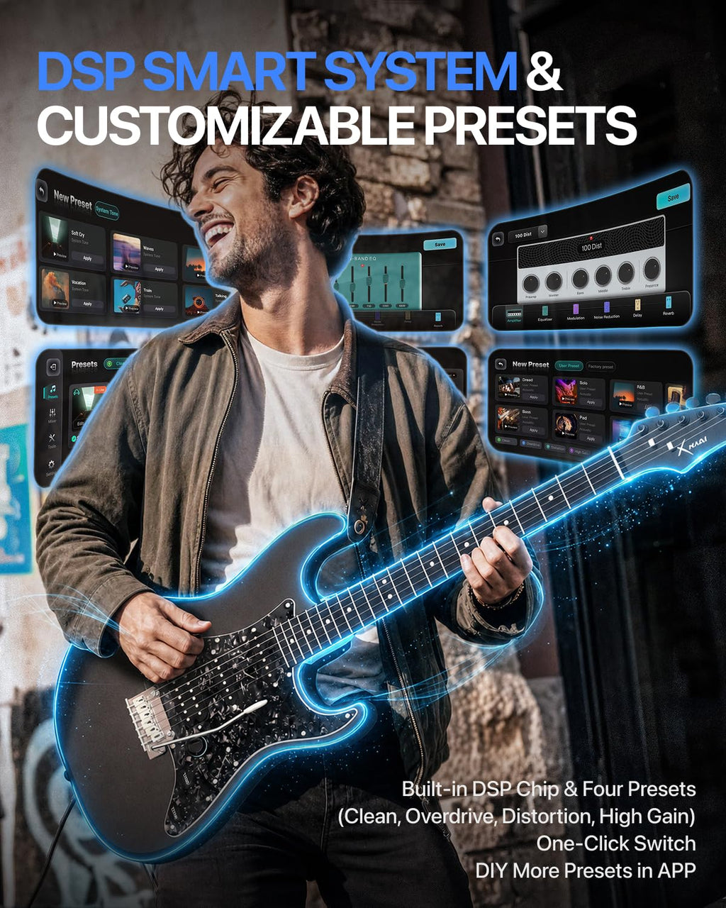 39" Smart Electric Guitar with Built-in 4 Effects I813213
