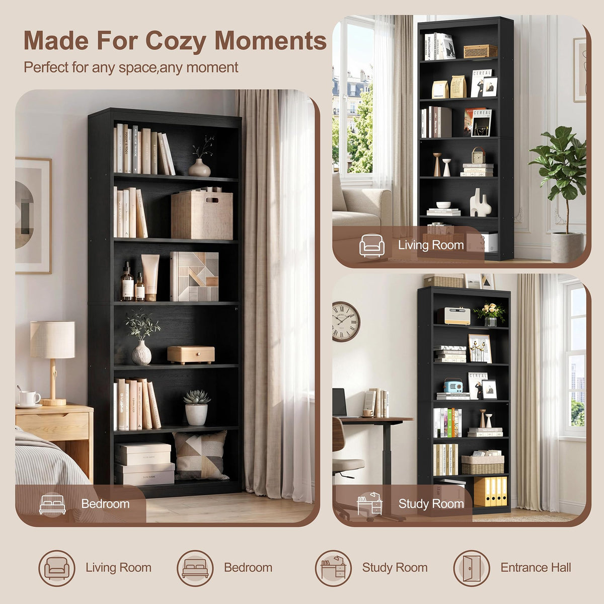 71" H Tall Wood Bookshelf J388182