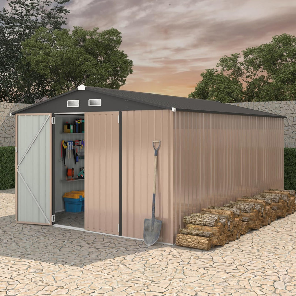 10X14 Ft Metal Storage Building with Lockable Door J31998