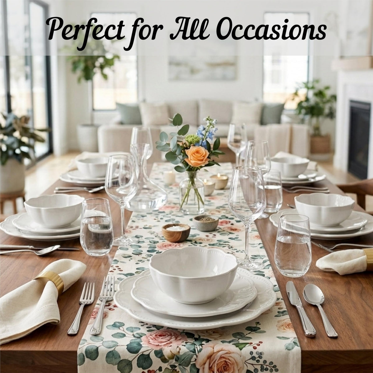 12 Pieces Scalloped White Plates & Bowls Set S171