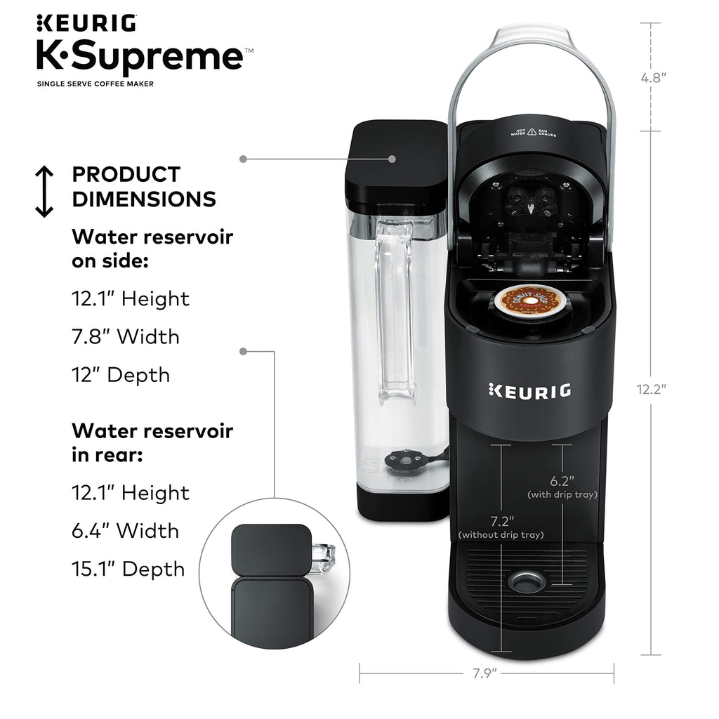 Single Serve K-Cup Pod Coffee Maker, 4 Brew Sizes, Black K499017