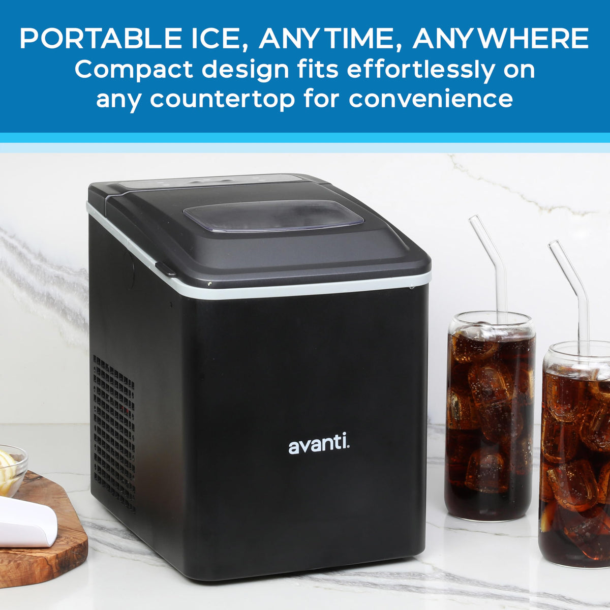 Black Countertop Ice Maker with Scoop N30598