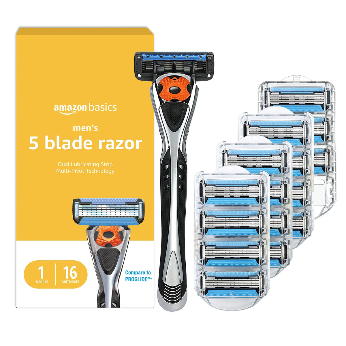 5-Blade Men's Razor with 16 Cartridges, Black Z296414
