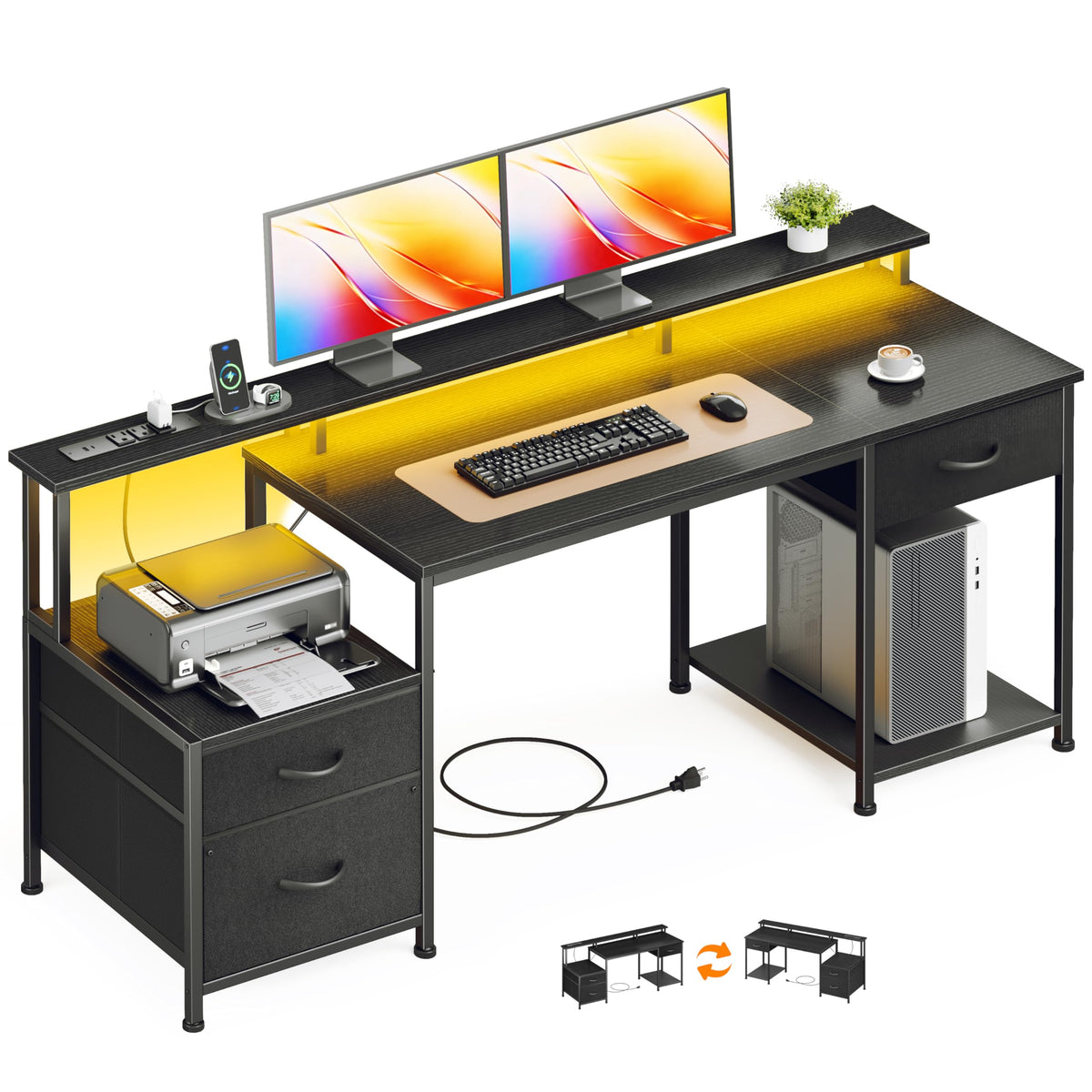 55" Computer Desk with File Drawer M80140