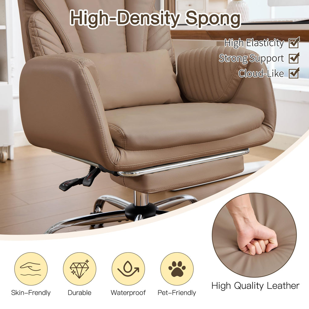 Cross Legged Office Chair with Flip Armrest and Footrest Brown G884190