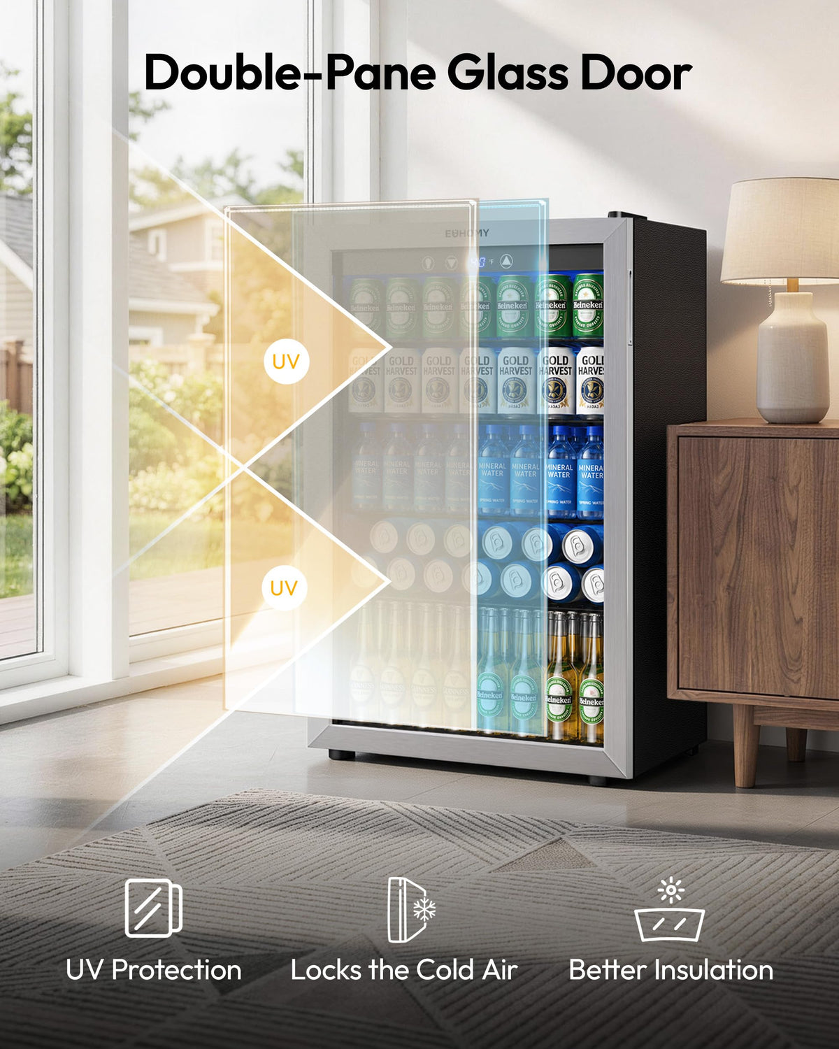 145 Can 4.5 Cu.ft Mini Fridge with Glass Door G8837