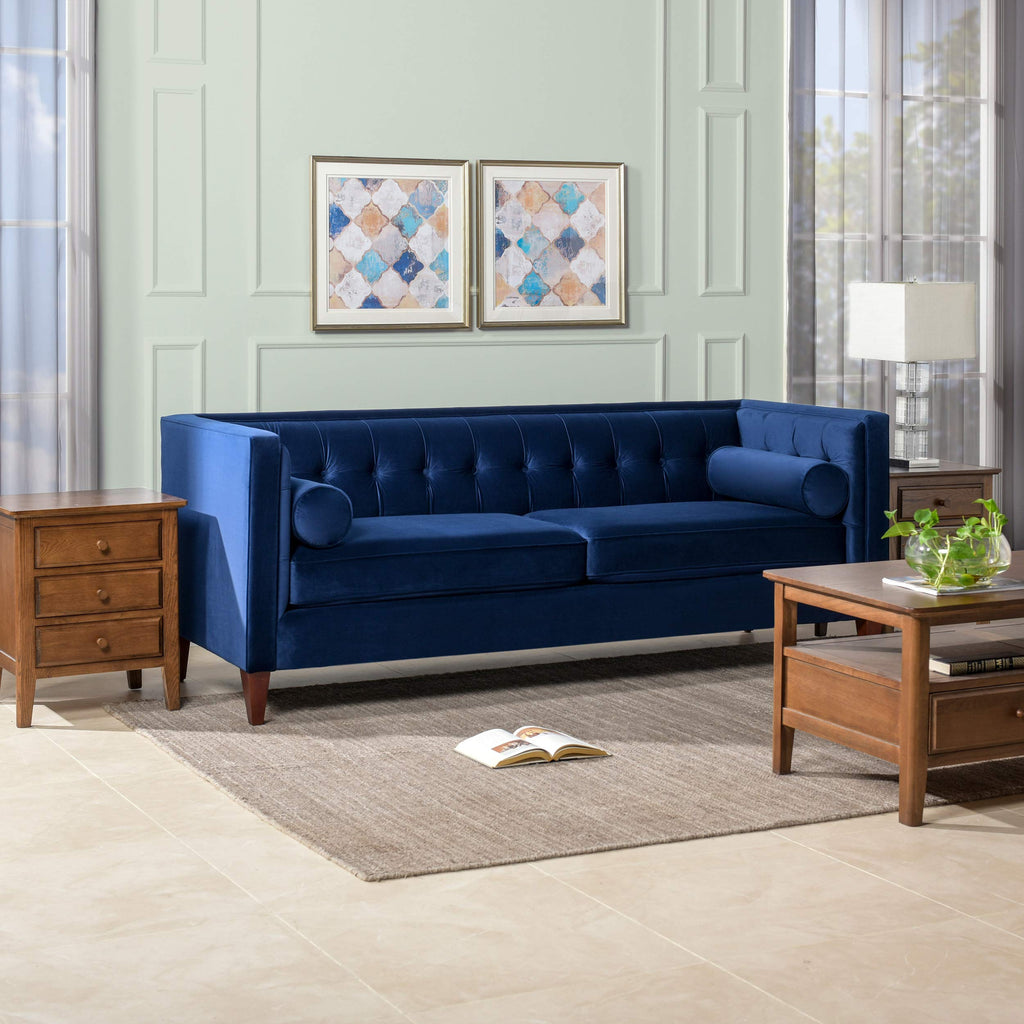 84" Navy Blue Velvet Tufted Sofa M32374
