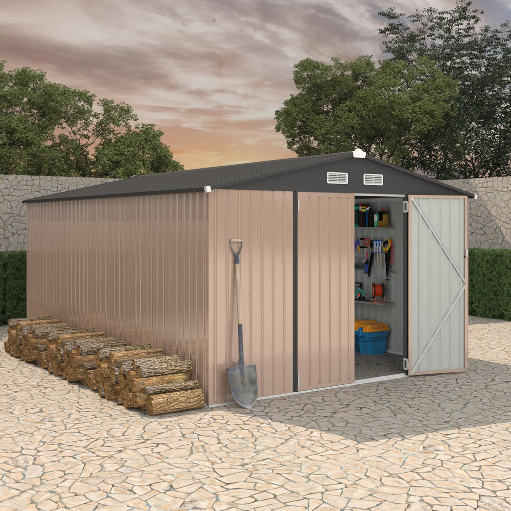 10X14 Ft Metal Storage Building with Lockable Door J31998