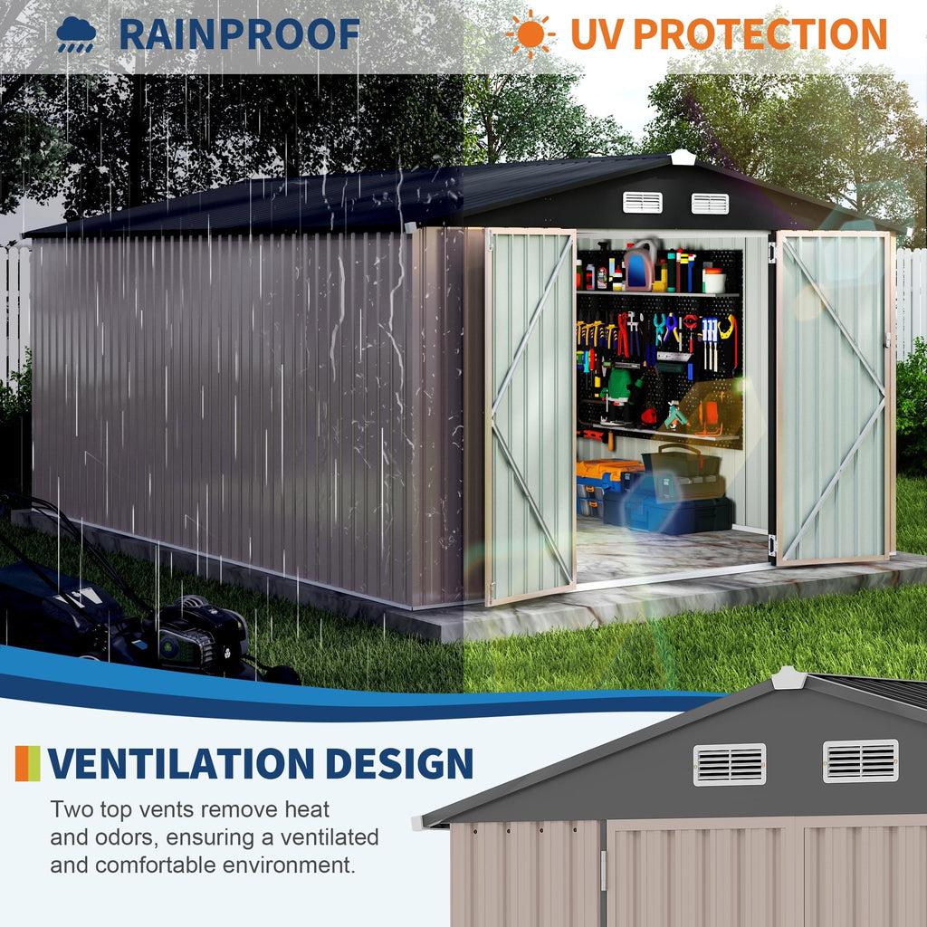 10X14 Ft Metal Storage Building with Lockable Door J31998