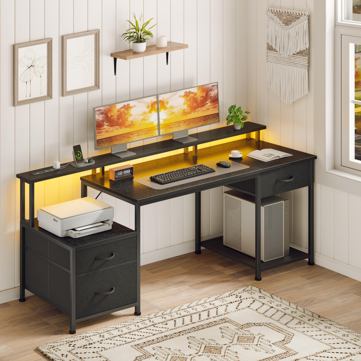 55" Computer Desk with File Drawer M80140