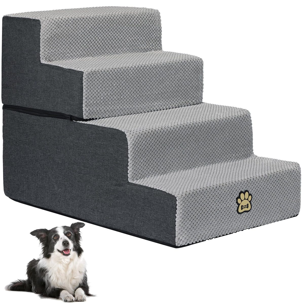 4-Step Foam Dog Stairs, 18-Inch, Gray A412238