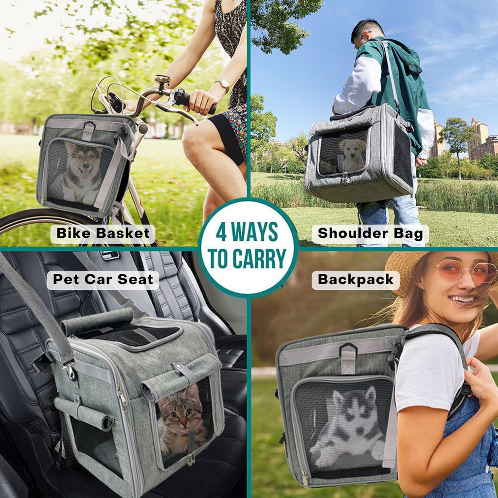 Expandable Reflective Pet Carrier Backpack with 4 Open Doors R826