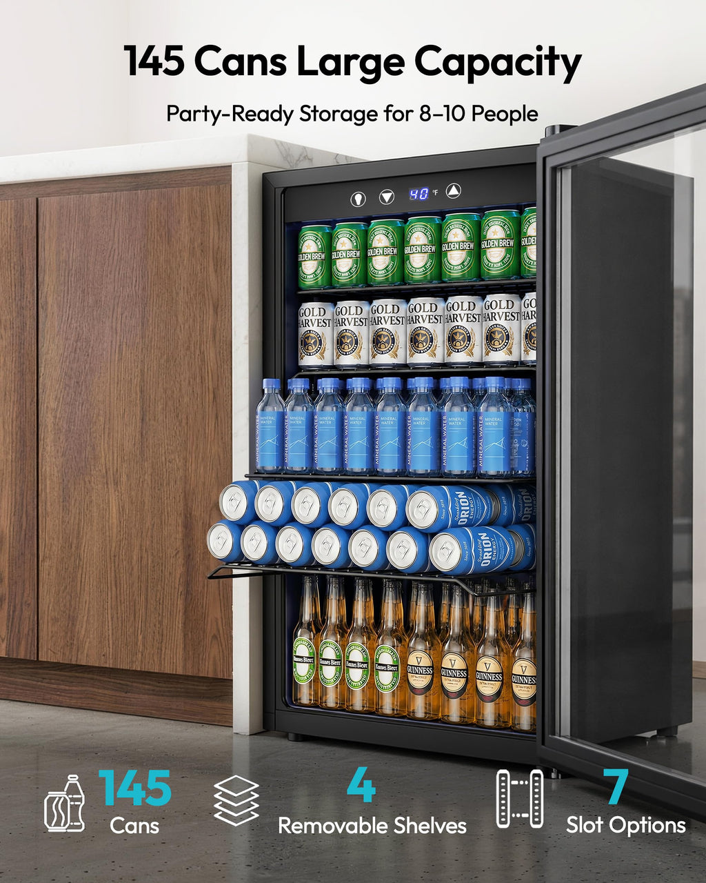 145 Can 4.5 Cu.ft Mini Fridge with Glass Door G8837