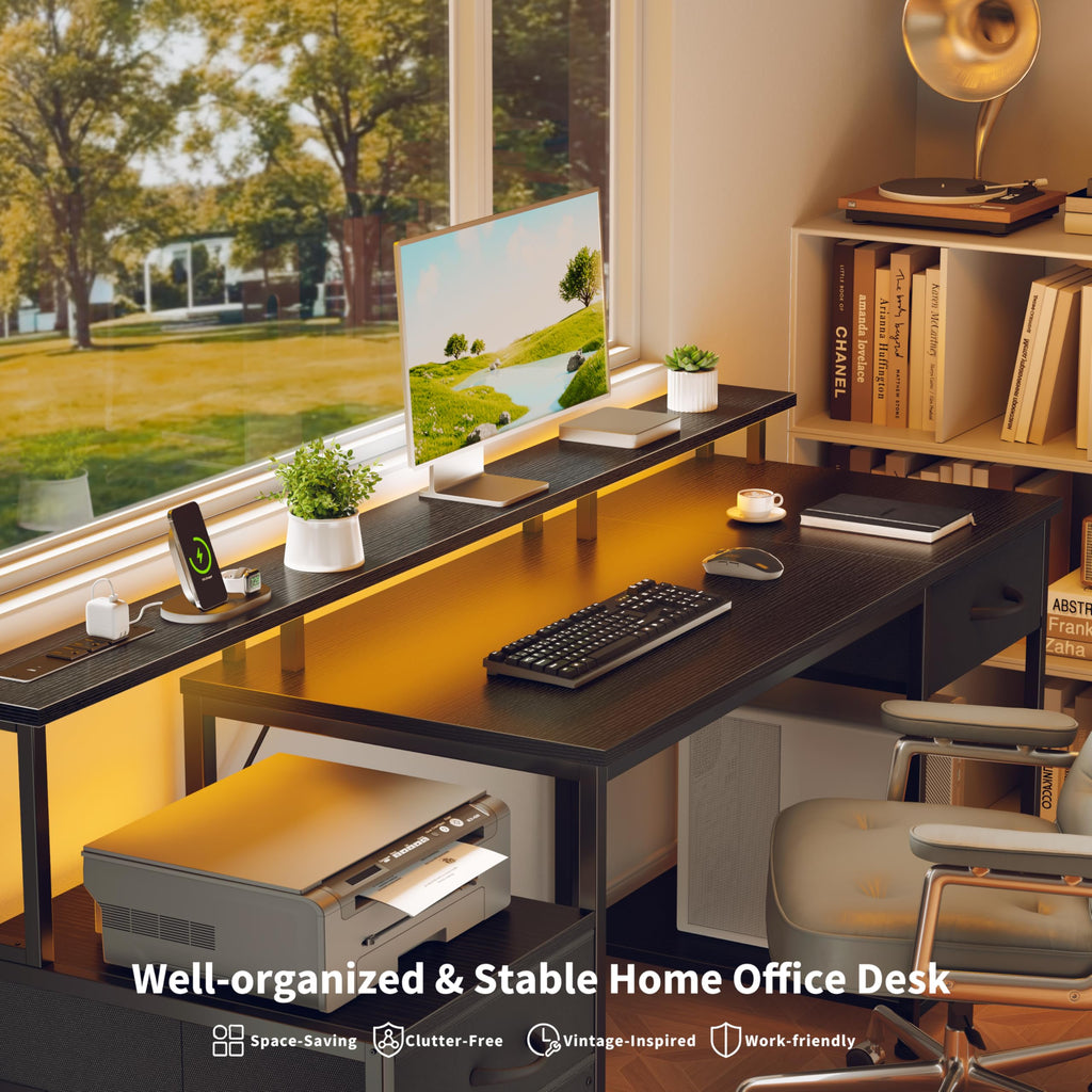 55" Computer Desk with File Drawer M80140