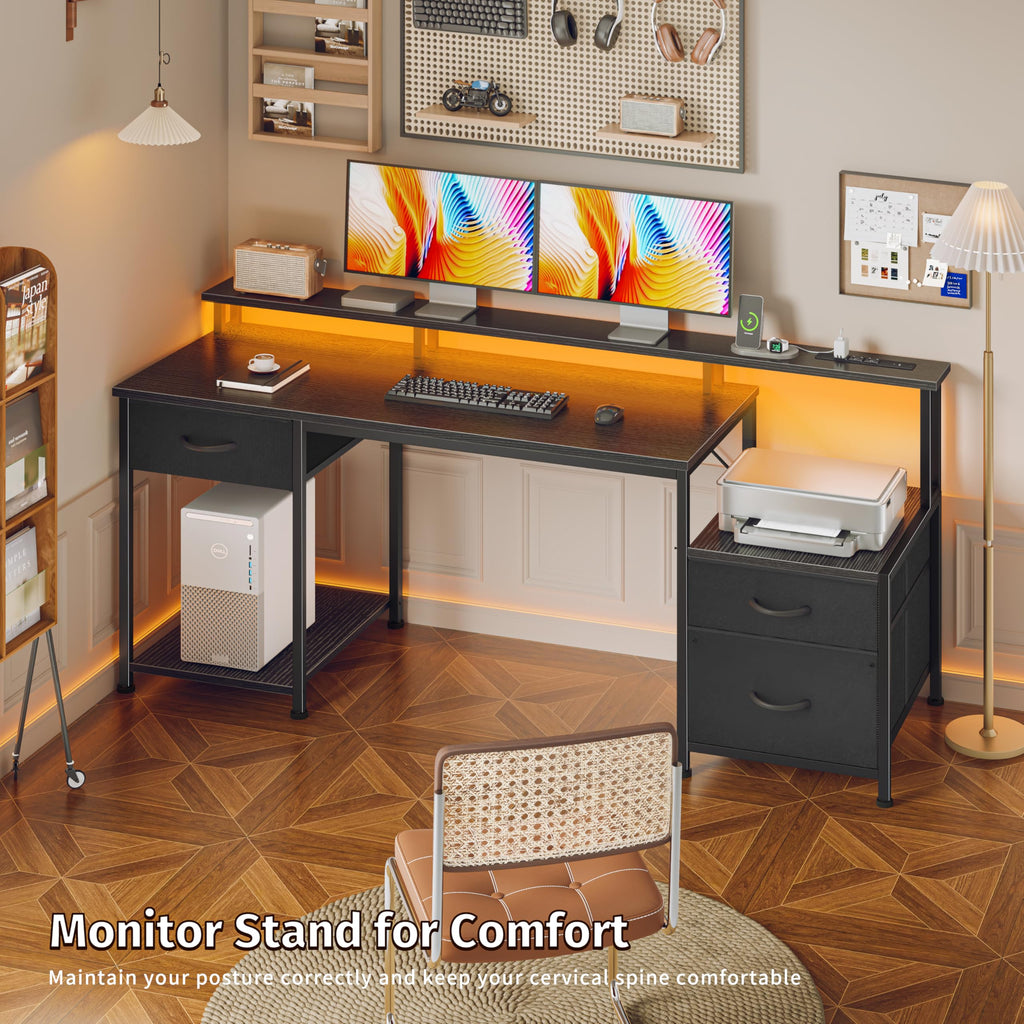55" Computer Desk with File Drawer M80140